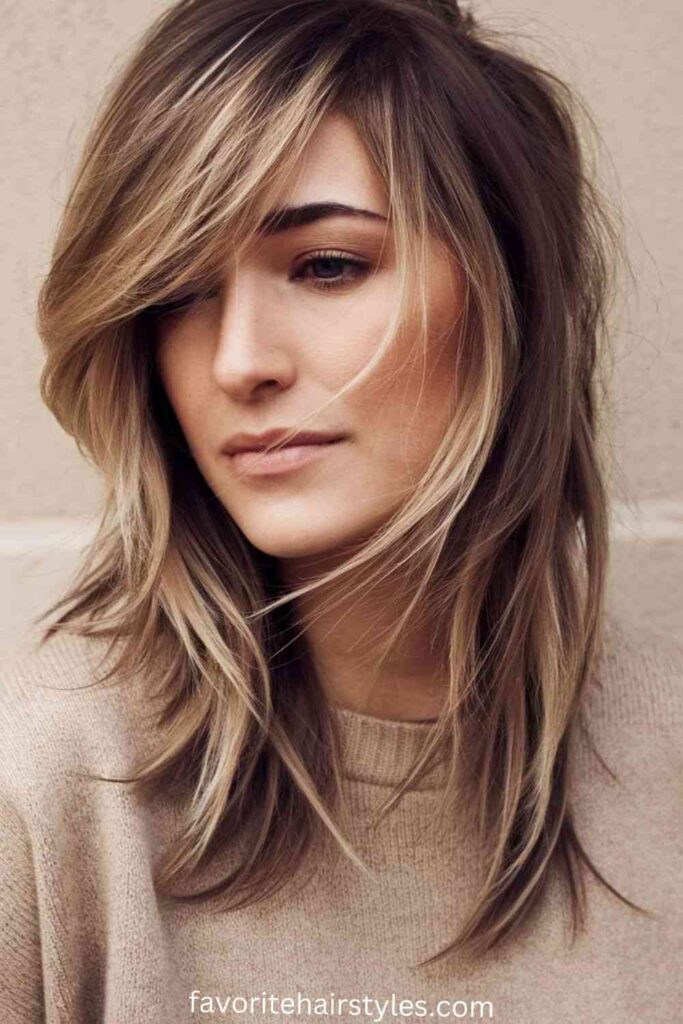 Hairstyles for Women Over 50 with Fine Hair Side-Swept Bangs with Layers