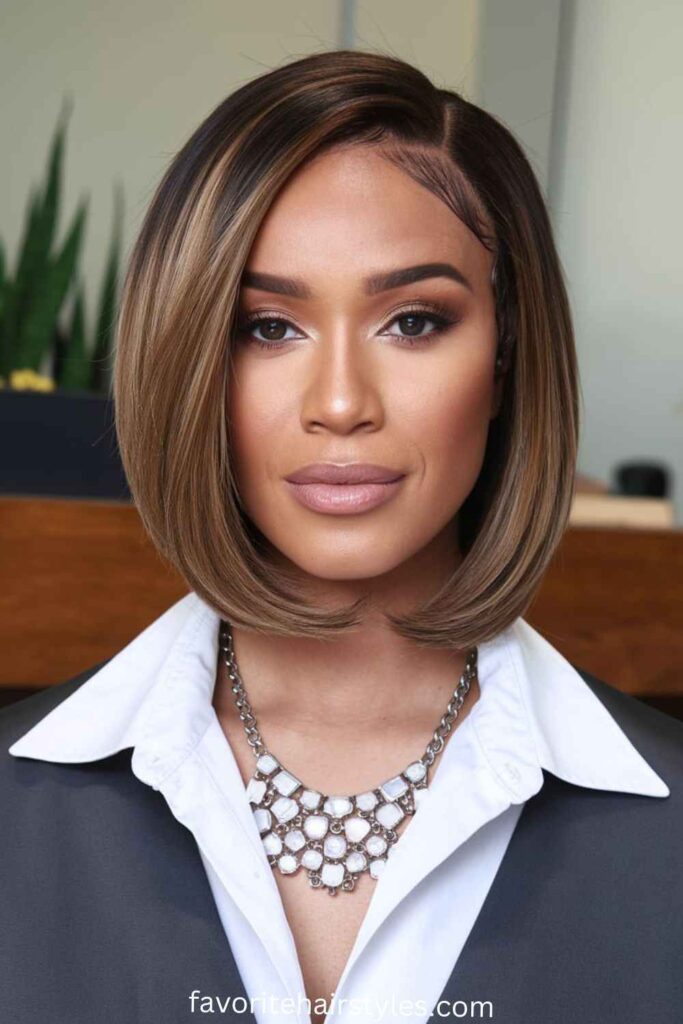 Sleek Bob with a Center Part