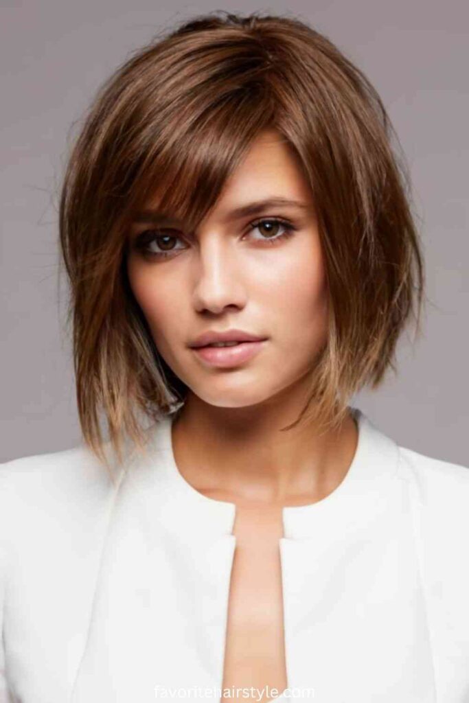 Unique Ear Length Haircuts Ideas Textured Bob with Side Bangs