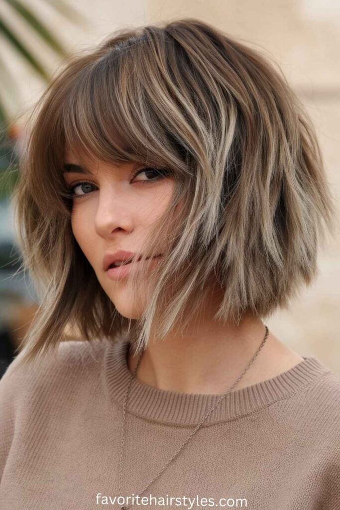 Textured Bob with Thick Bangs