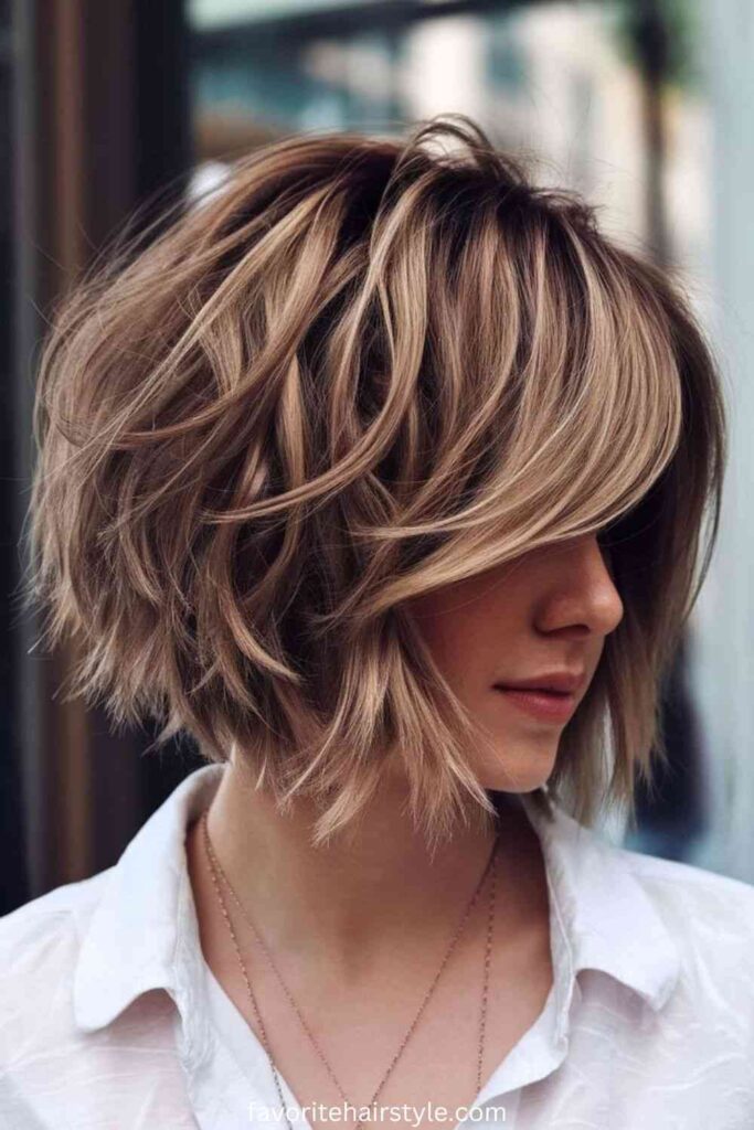 Textured Layered Bob with Sleek Edges