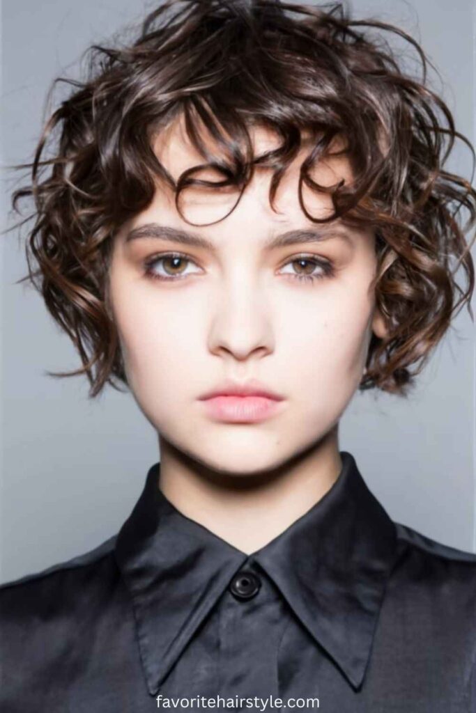 Tousled Curly Lob with Side Part