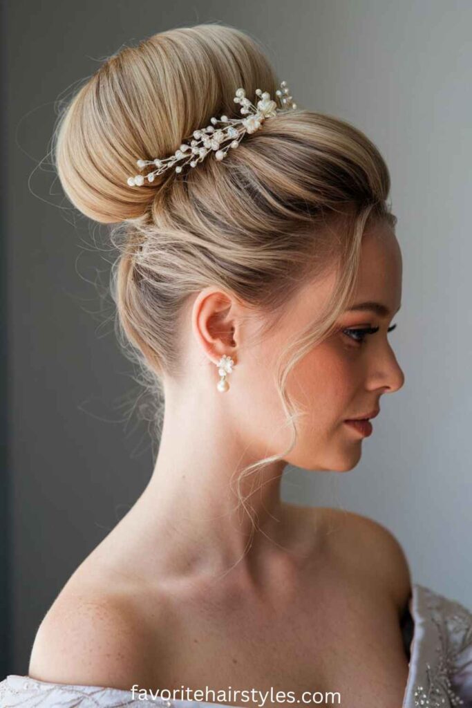 Oval Face Hairstyles for Bride Ideas Voluminous High Bun for a Regal Look