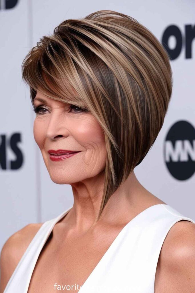 Medium Length Hairstyles For Women Over 60 Asymmetrical Bob