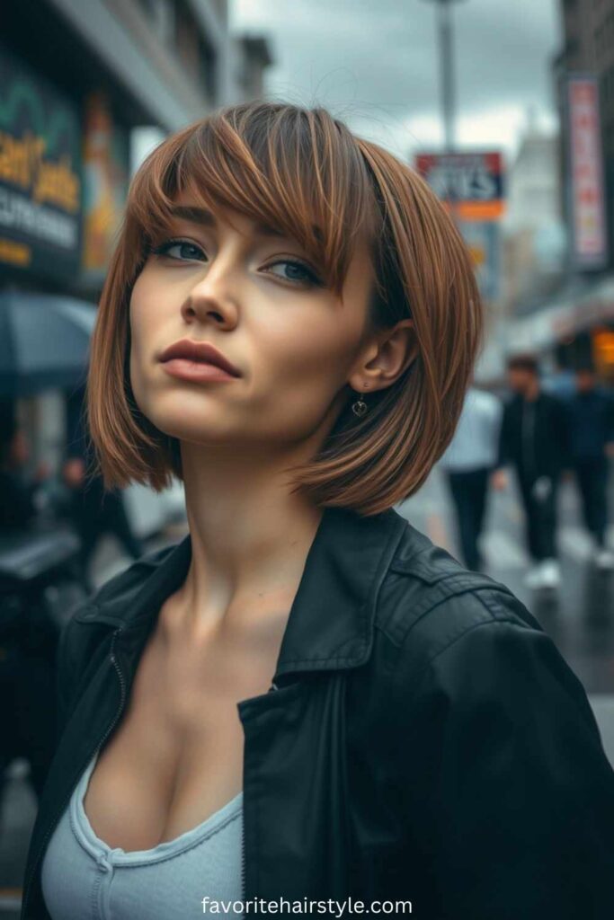 Asymmetrical Undercut Bob with Curtain Bangs