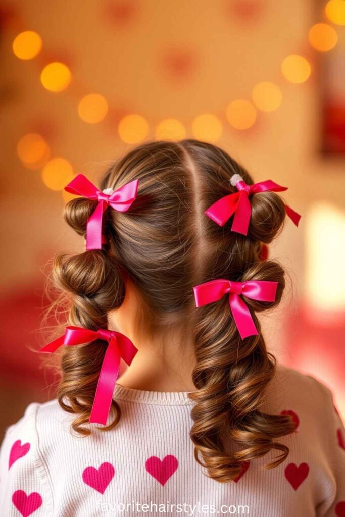 Bubble Ponytail with Ribbon Accents