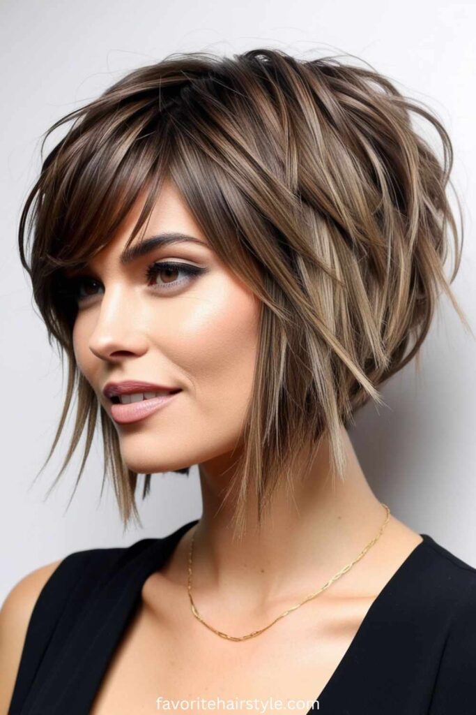 Choppy Undercut Bob with Layered Bangs