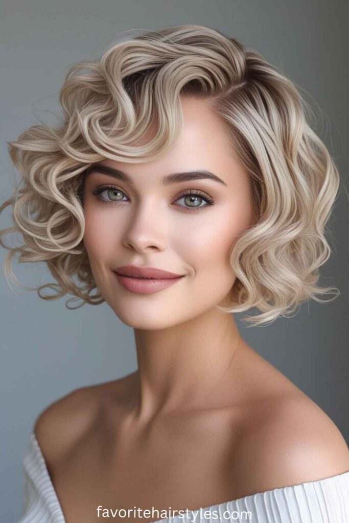 Curled Short Bob with Soft Waves