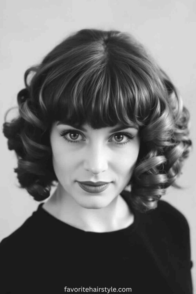 Curly Bob with Bangs