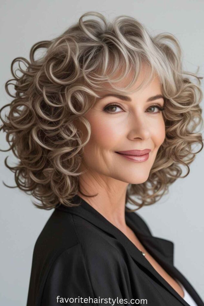 Mature Hairstyles For Women Over 60 With An Endicott Style Curly Shag Cut 