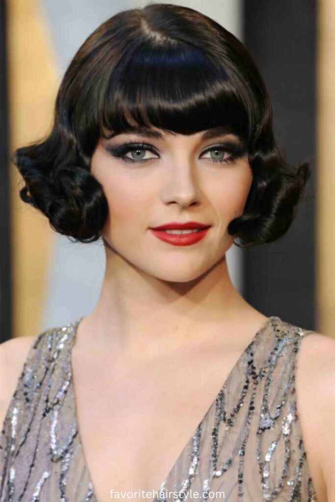 Vintage Hairstyles With Bangs Ideas Flapper-Style Short Bangs with Finger Waves