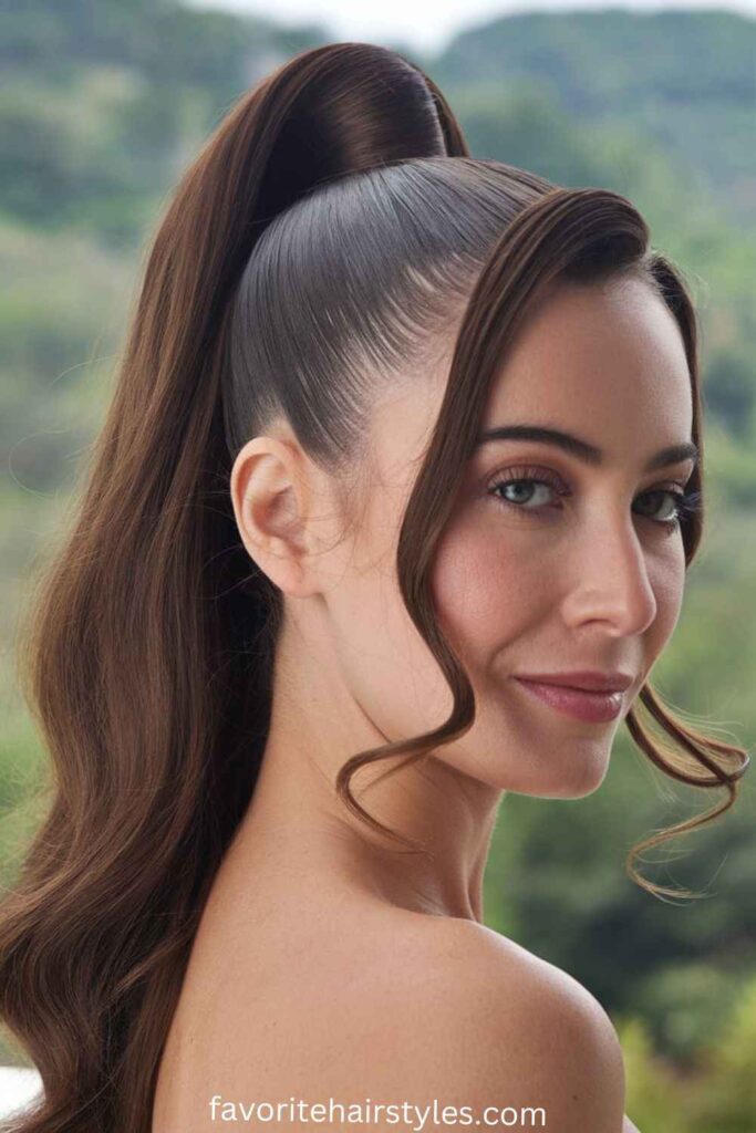 High Ponytail with Face-Framing Strands