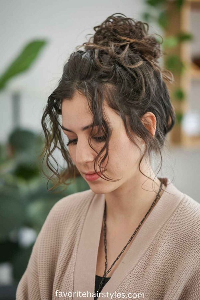 Messy Bun with Loose Curls