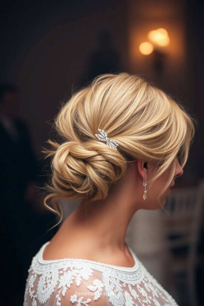 Messy Bun with Statement Hairpins