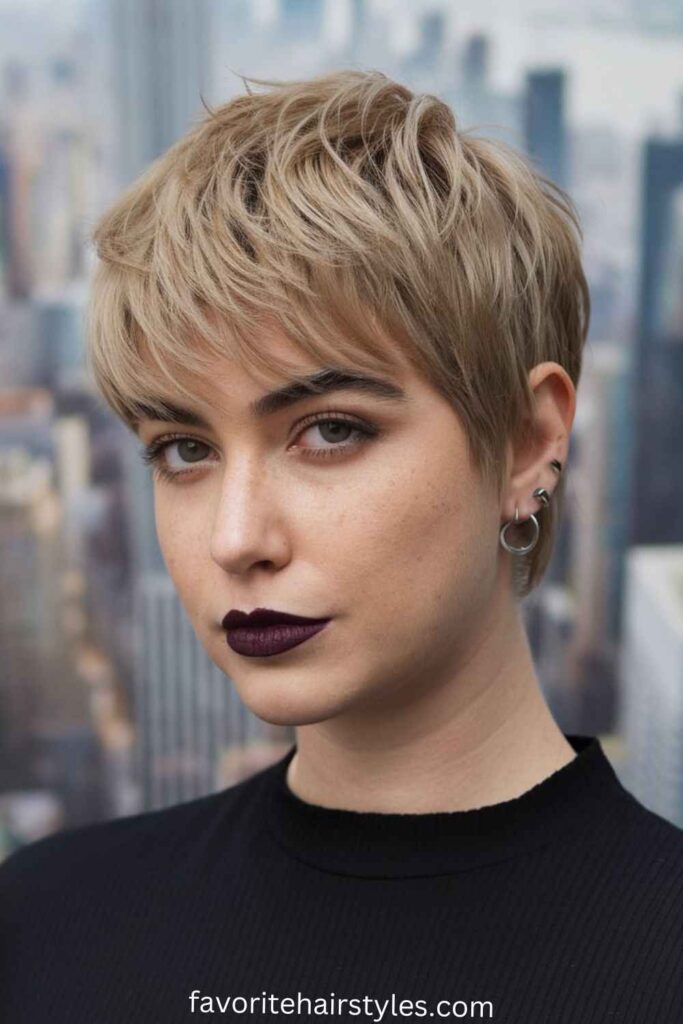 Micro Bangs with a Textured Pixie Cut