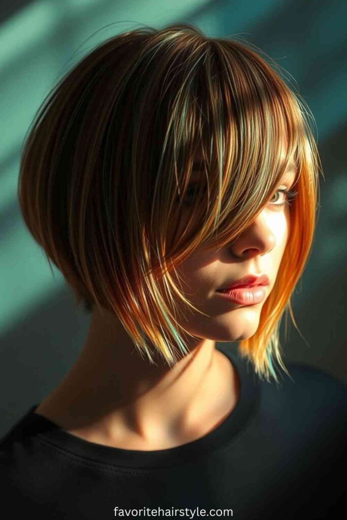 Razor Cut Bob with Highlights