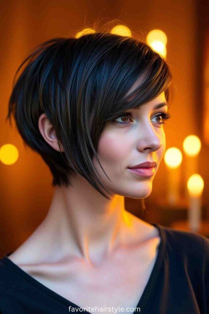 Side-Parted Long Pixie Bob