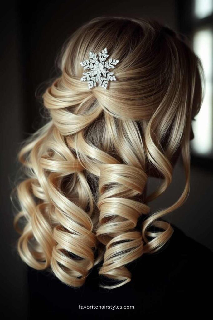 Side-Swept Curls with Accessories