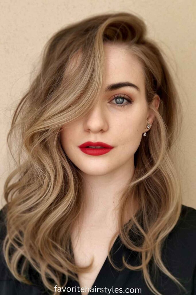 Long Oval Face Hairstyles Ideas Side Swept Loose Curls