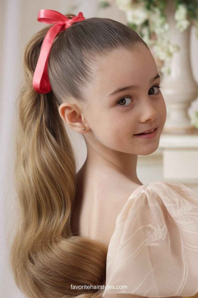 Sleek Ponytail with a Ribbon