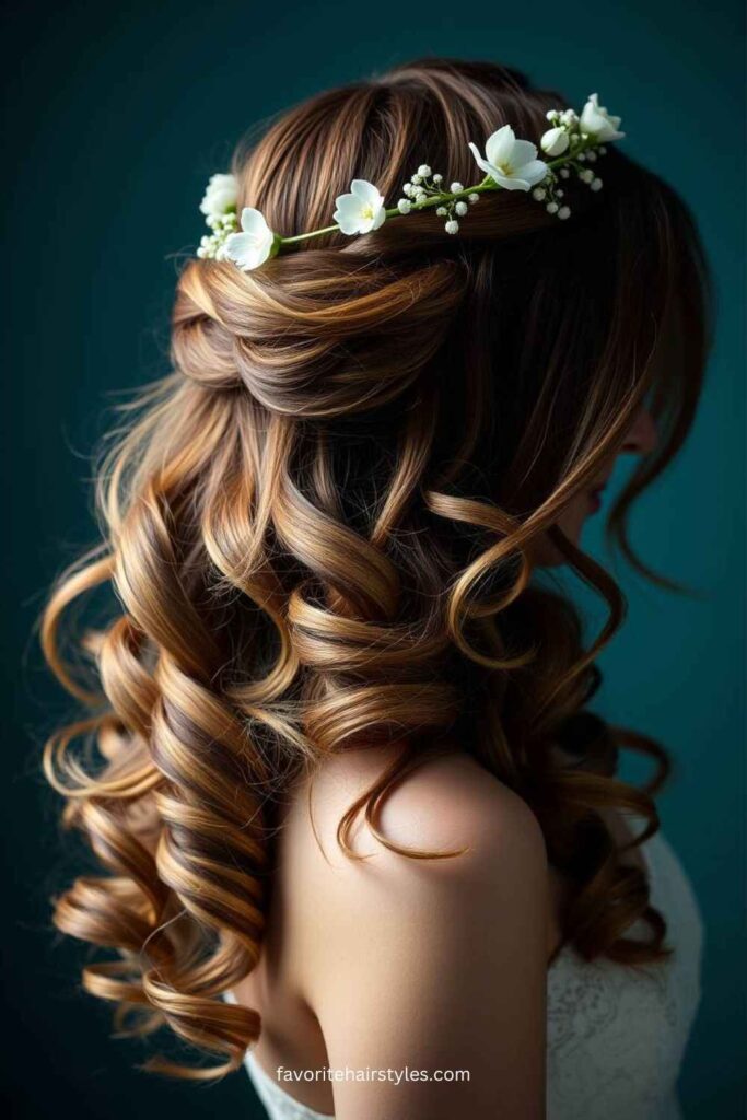 Soft Curls with a Floral Headband