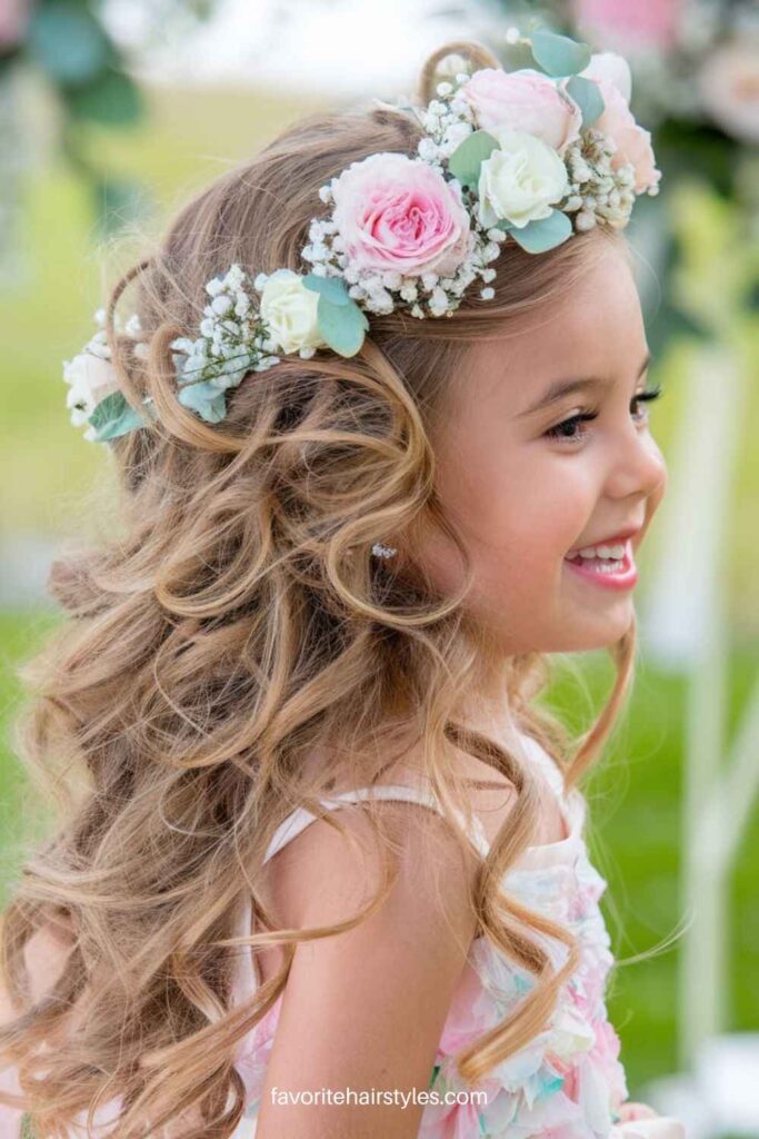 Soft Curls with a Flower Crown