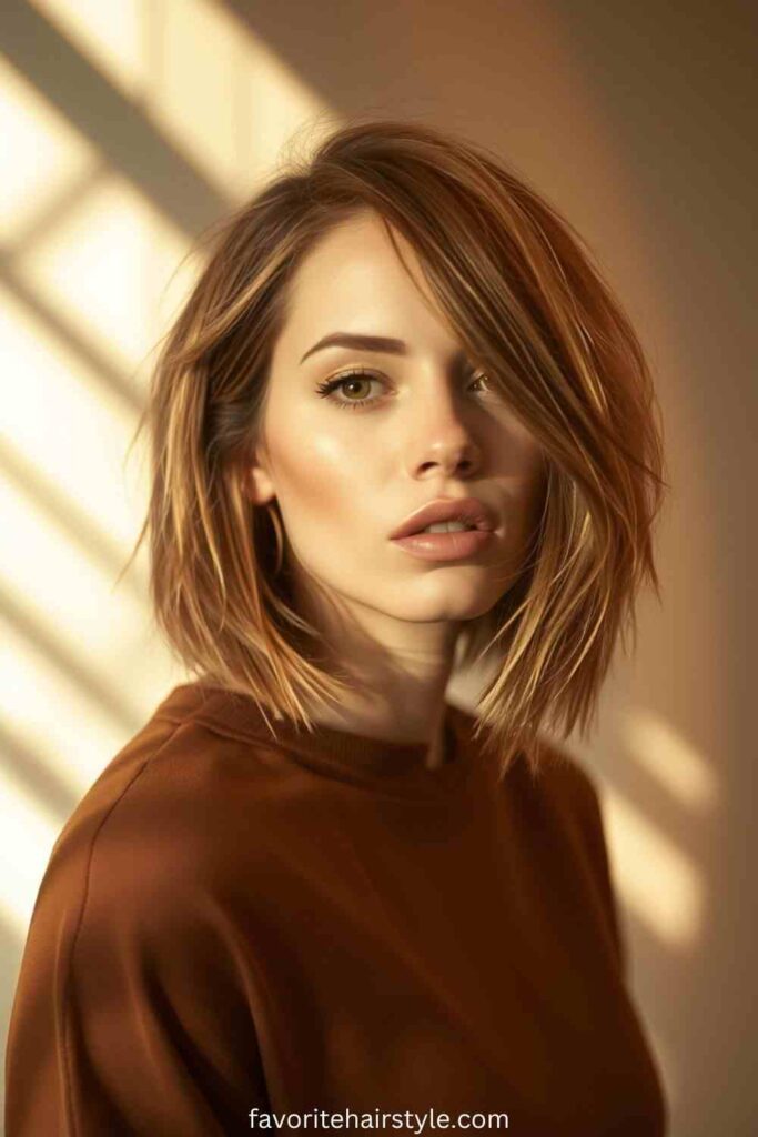 Textured Bob with Side-Swept Bangs