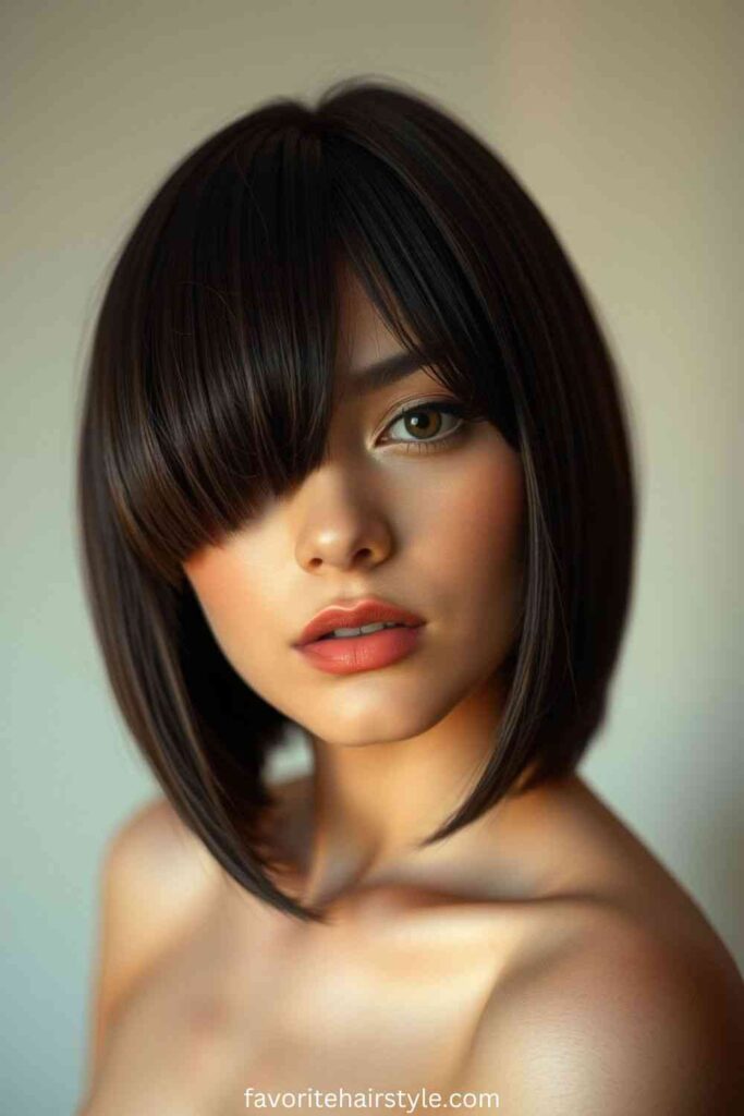 Razor Cut Bob Hairstyle Ideas Textured Razor Cut Bob with Side-Swept Bangs