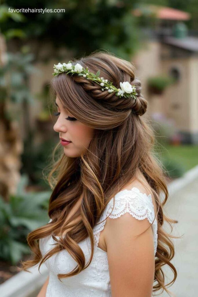 Twisted Half-Up with a Floral Headband