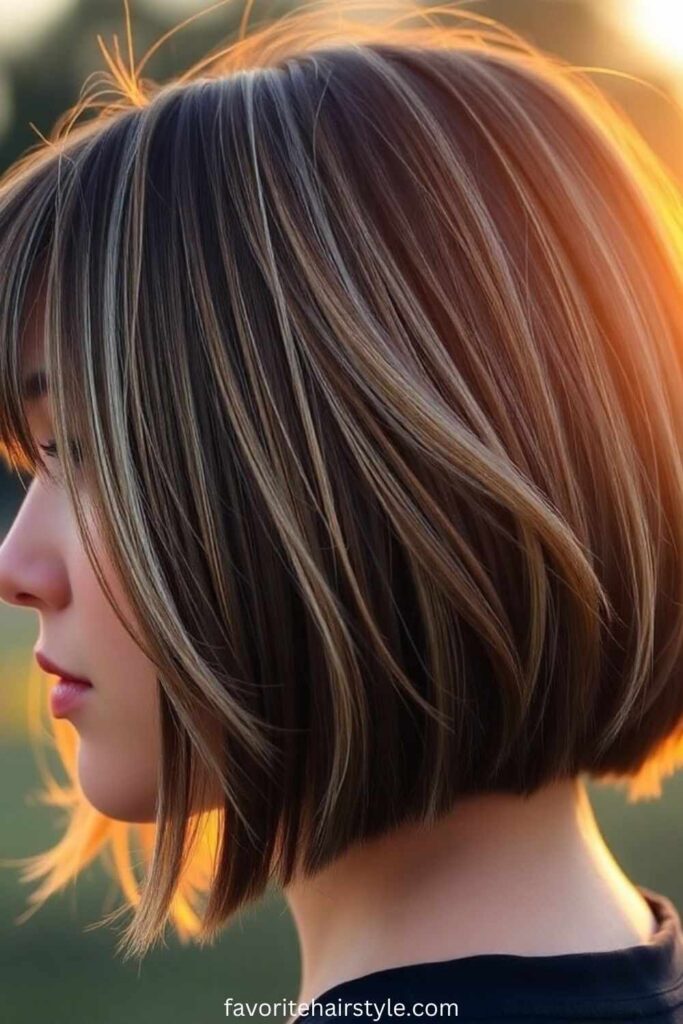 Undercut Bob with Ombre Color and Fringed Bangs