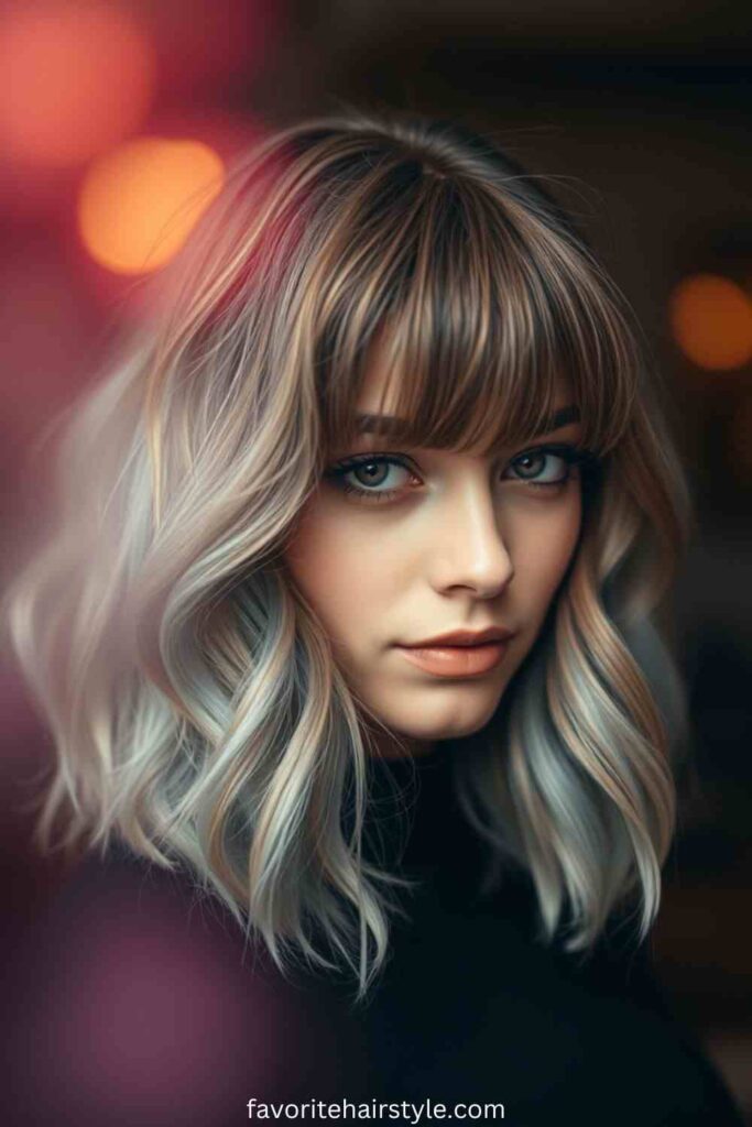 Wavy Bob with Long Bangs