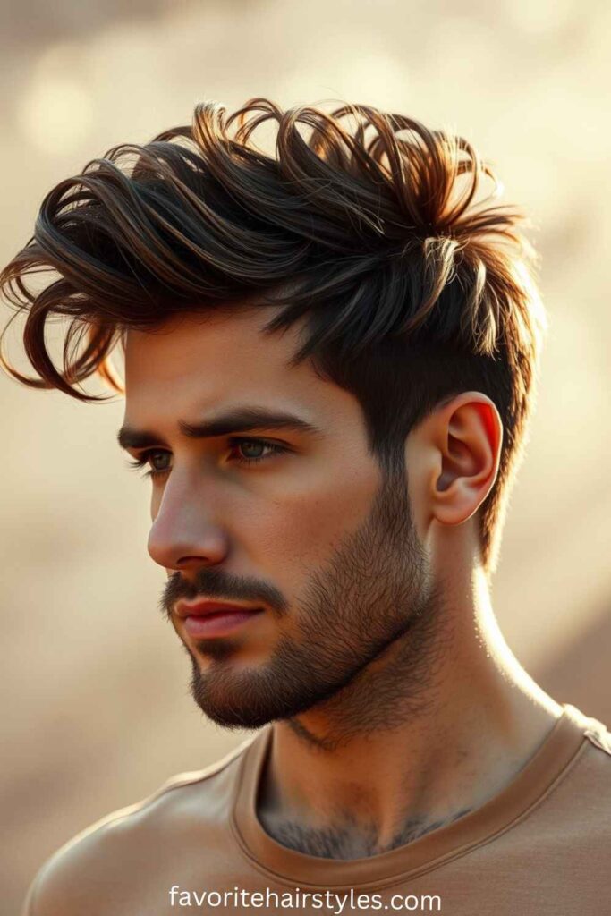 Men's Medium Length Wavy Hairstyles Ideas Wavy Faux Hawk