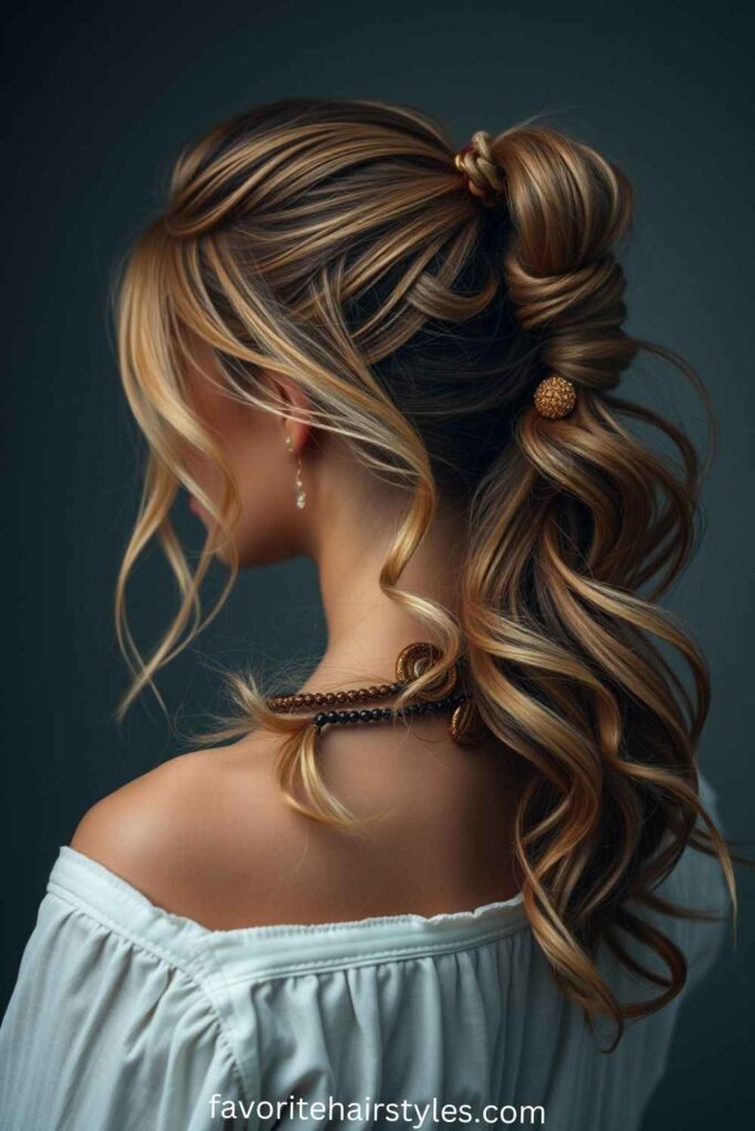 Wavy Ponytail with Accessories