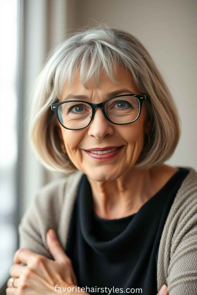 Soft Layered Bob with Glasses