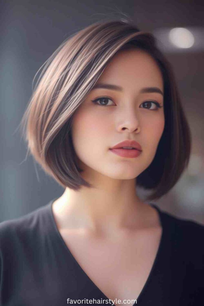 Chin Length Haircuts For Thin Hair Ideas Angled Bob for Dimension