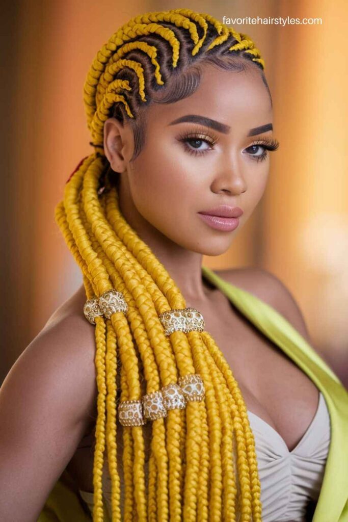 Beaded Lemon Fulani Braids