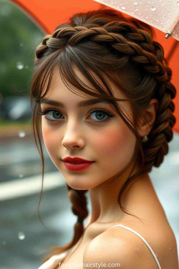 Braided Crown with Wispy Bangs