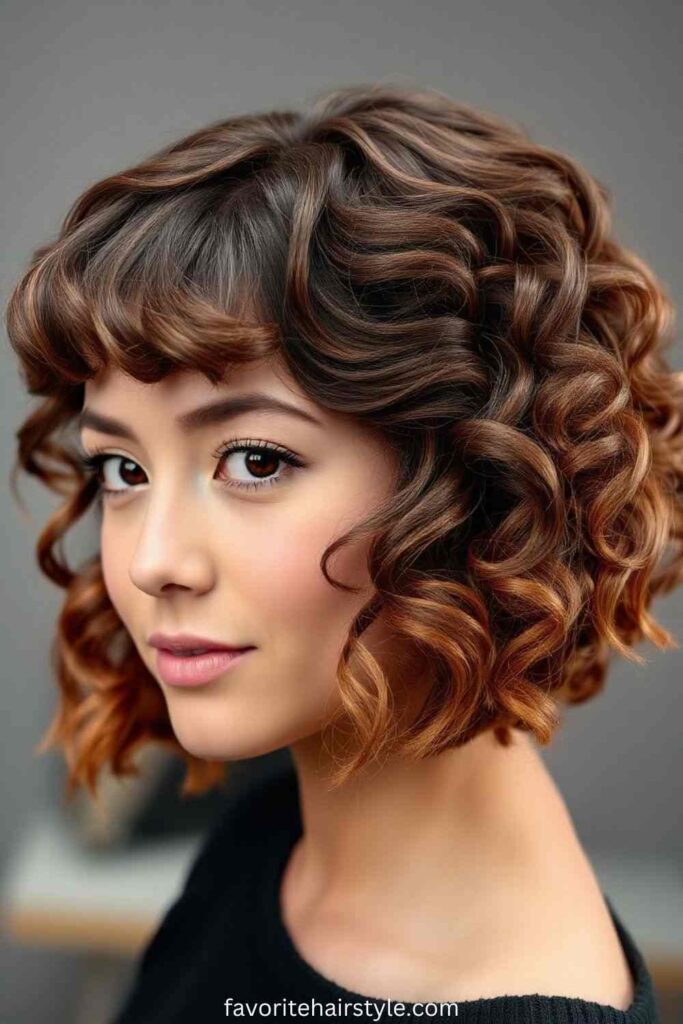 Curly Bob with a Tapered Neckline