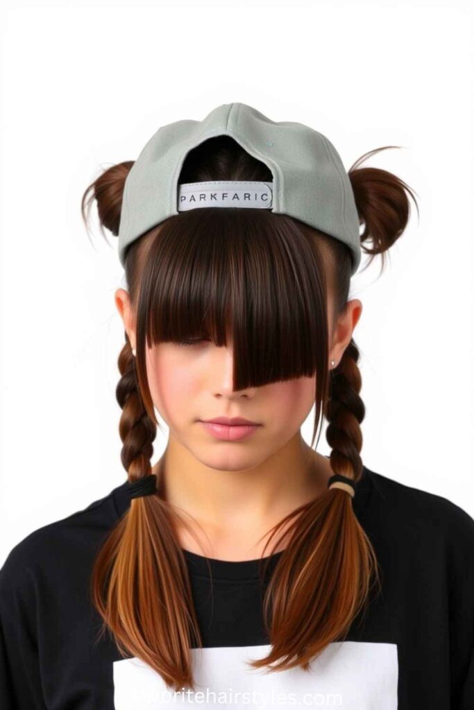 Ponytail Hairstyle Snapback Drawings With Girls And Ponytails Ideas Double Ponytail with a Snapback