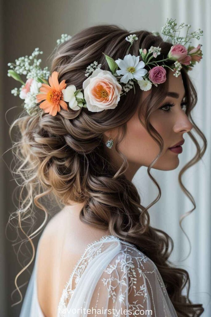 Floral Crown with Soft Curls