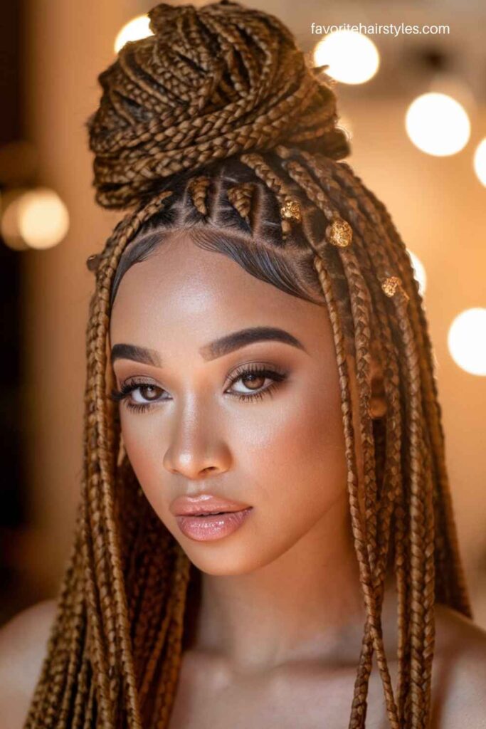 Fulani Braids with Bun or Ponytail