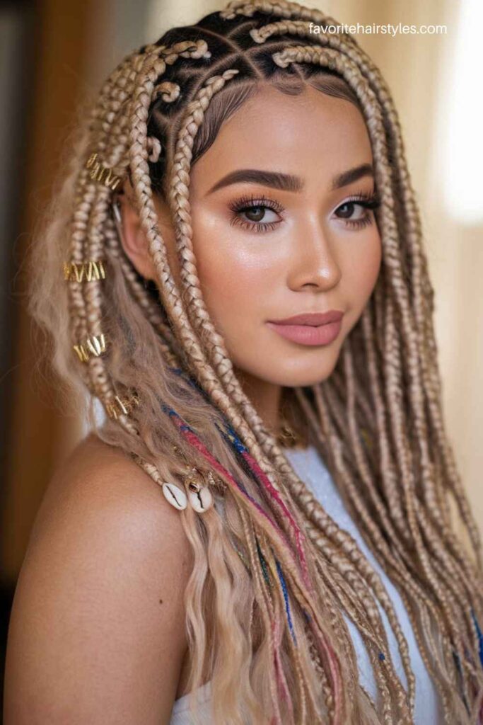 Fulani Braids with Color Highlights