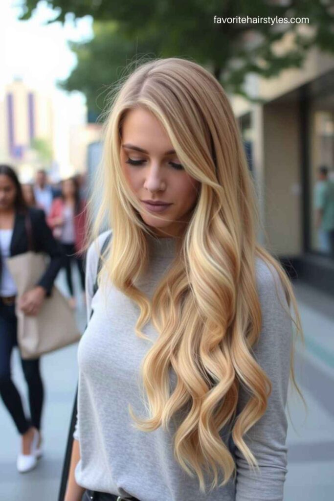 Golden Blonde with Caramel Lowlights