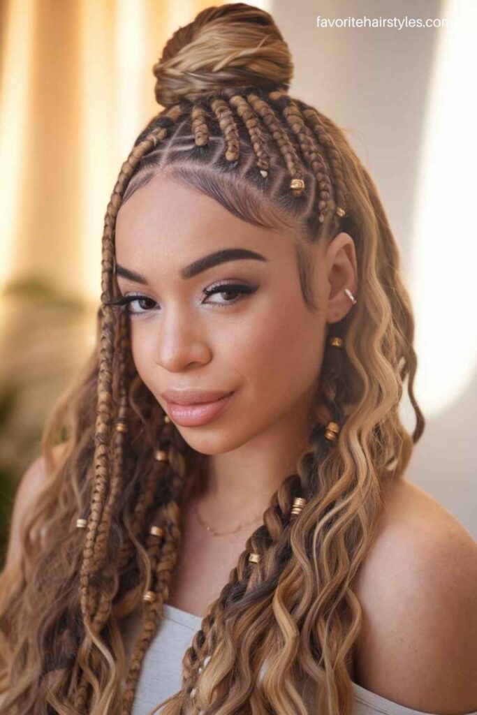 Half-Up, Half-Down Boho Lemonade Fulani Braids