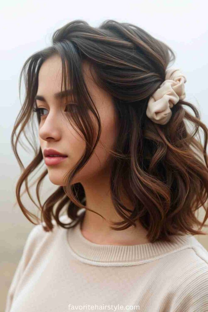 Short Hair Hairstyles For School Ideas Half-Up, Half-Down Bun