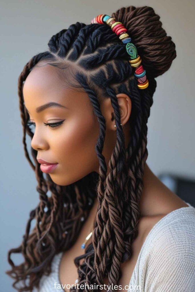 Half-Up, Half-Down Kinky Twists