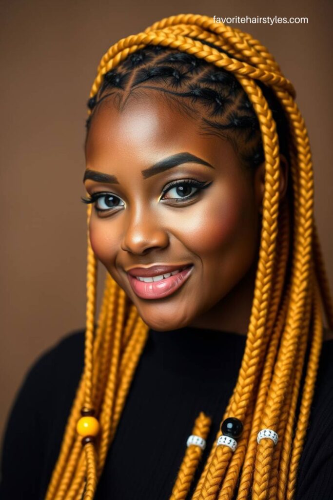 Half-Up, Half-Down Lemon Fulani Braids