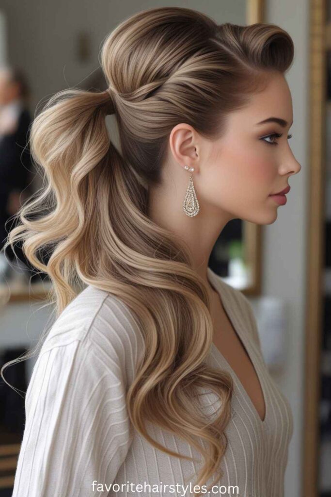 Long Ponytail Hairstyles For Black Hair Ideas Half-Up, Half-Down Ponytail