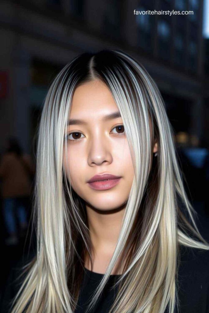 Icy Platinum Highlights for a Bold Look