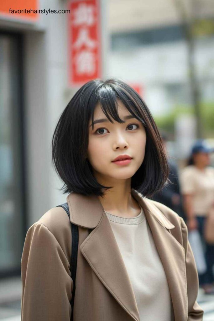 Jawline-Length Bob with Bangs